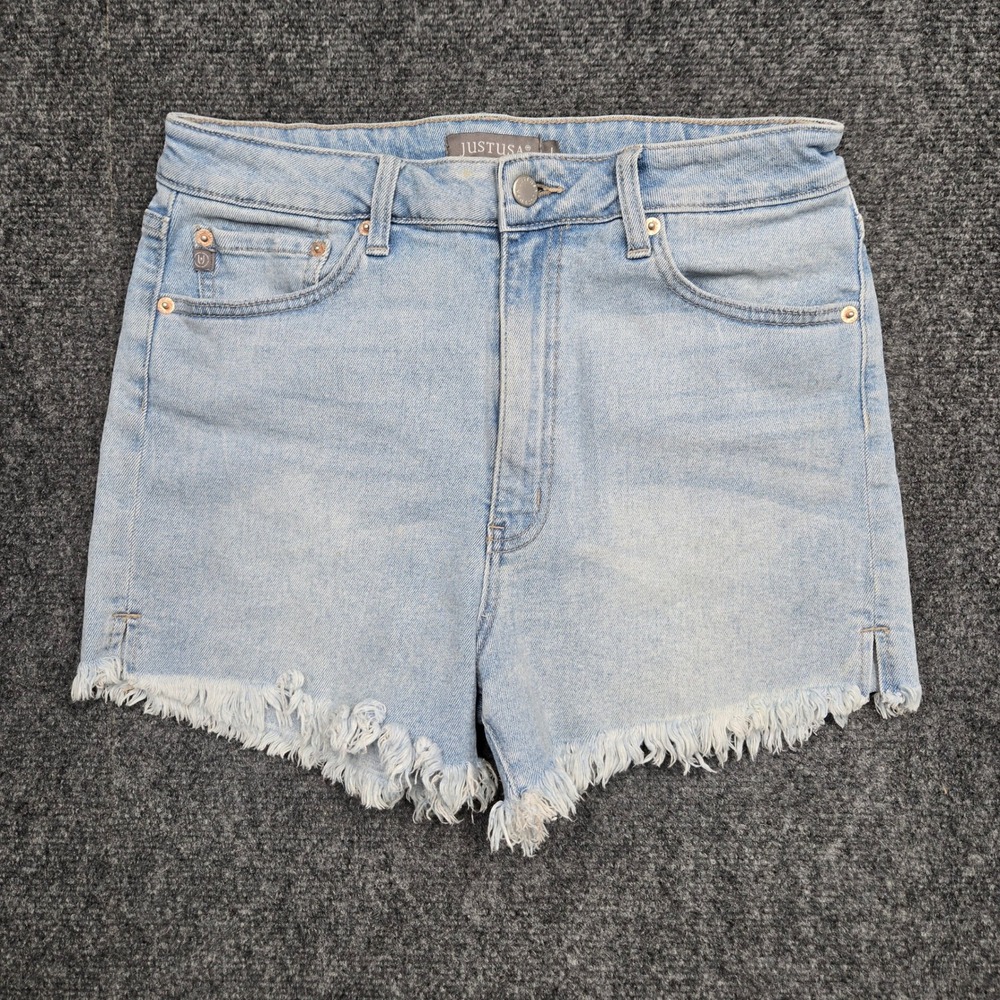 JustUSA Womens Size Large W30 High Waisted Light Wash Denim Cutoff Shorts